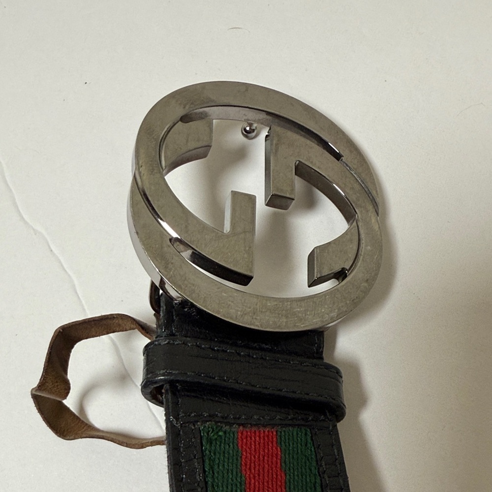 Gucci Unisex Black, Green, and Red Web Belt size 110/44 - Picture 3 of 6